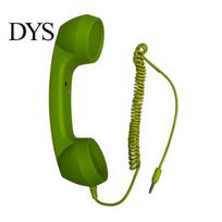 Vintažinės telefono vamzdelio ausinės mobiliajam telefonui, Retro 3.5MM ragelis, Klasikinis išmanusis telefonas su reguliuojamu garsumu ir mikrofonu, Aksesuaras žalia