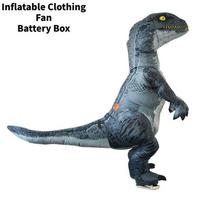 Pripučiamas dinozauro kostiumas Helovino vakarėliui Su baterijomis Veikiantis Dizainas Suaugusiems ir Vaikams Velociraptor Adult gray