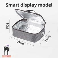 Usb Heated Lunch Box For Outdoors With Dual Insulation And Intelligent Digital Display 21x16x8cm gray