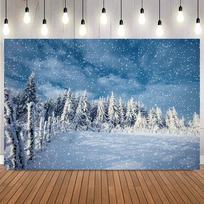 Winter Snow Landscape Photo Backdrop Snowfield Village Forest Birch Kids Birthday Party Decor Photography Backgrounds Banner8 98×71inch/250*180cm