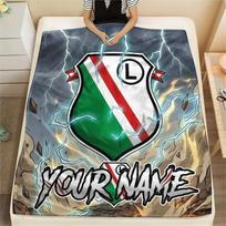 Custom Name Legia Warsaw Flannel Blanket, High quality Comfortable for All Seasons, Home Decor, Warmth and Comfort 80cmx120cm gray