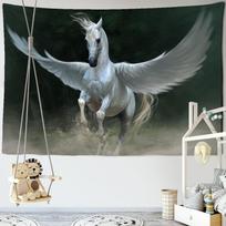 Fantazijos Pegaso Gyvūno Gobelenas Skraidantis Arklys Sieninis Pakabinamas Sieninis Gobelenas Hipių Sieniniai Kilimai Bendrabučio Dekoravimas Psichodelinis Namų Gobelenas 95x70CM gray