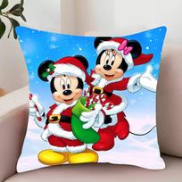 MINISO M-Mickey Mouse Christmas  Pillow Case Decor Protective Covers Comfortable soft for Sofa Living Room Home office 12x12Inch blue