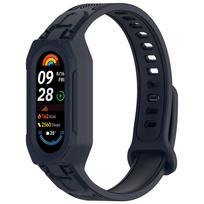 Strap+Case for Xiaomi Mi Band 10 9 8 NFC miband Watch Accessories Sport Silicone Bracelet Wrist belt pulseira correa Mi band 10 For Mi Band 8 vidurnakčio mėlyna spalva