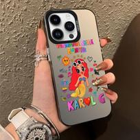 Karol G Manana Sera Bonito Phone Case for IPhone 16 15 14 13 12 11 Pro Max XS MAX XR X 8 Plus Colored Silver Plated Inside Cover iPhone 14 beige