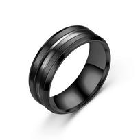 8MM Juodo Titano Žiedas Vyrams Berniukams Paprasti Nerūdijančio Plieno Žiedai Madingi Vaivorykštės Griovelio Žiedai Juvelyrikos Aksesuarai Dovanos 11 juoda