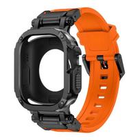 Silikoninis dirželis+dėklas atsparus vandeniui Apple Watch Ultra 3 2 49mm serijai 11-10 46mm, Iwatch SE 7 4-9 SE 44mm 45mm For S10 S11 46mm orange