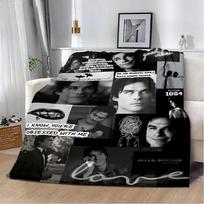 Damon Salvatore The Vampire Diaries Printed Blanket Picnic Blankets Warm Blanket Soft and Comfortable Blanket Home Travel Gift 75cmx90cm gray