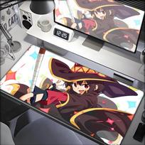 KonoSuba Megumin XXL pelės kilimėlis Anime kompiuterio kilimėlis 900x400mm Žaidimų priedai Kawaii pelės kilimėlis Didelis kilimėlis pelės ir klaviatūros stalui 50cmx100cm(19.6x39.4inch)