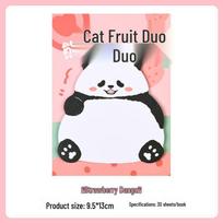 Panda Cartoon Girl Heart Sticky Notes - Irregular Shape, Reusable Memo Stickers 30 sheets per book white