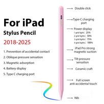 For Pencil Stylus For iPad A16 Air 11 5 4 Pro 11th 13 12.9 M4 M3 M2 Pens 10 9 10th 9th Generation Mini 7 6 Touch Pen rožinė