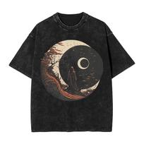 Bloodborne Dark Souls T-shirt Vintage Washed Horror Game Graphic Unisex Oversized Crew Neck Cotton Short Sleeve Tee Tops Hot M black