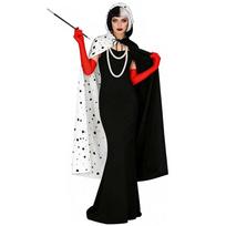 Cruella De Vil Apsiausto Cosplay Kostiumas Juoda Balta Dalmatijos Dėmėta Helovino Vaidmenų Žaidimo Apsiaustas Suaugusiems XS white