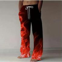 Men's 3D Flame Printed Baggy Casual Trousers,  Elastic Drawstring Waist with Pockets, for Spring Summer Home Outdoor Vacation 4XL pilkšvai ruda