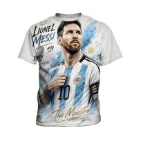 Messi C Ronal Futbolo Žvaigždės Vaikų Marškinėliai Trumpomis Rankovėmis Argentinos Portugalijos Brazilijos Nacionalinės Komandos 3D Spausdintas Berniukų Sportinis Viršus 120 gray