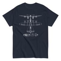 Avro Lancaster WWII RAF Bomber Aircraft Blueprint Graphic T-Shirt L gray