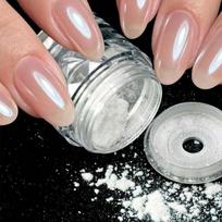 1pc Chrome Nail Powder Ice Transparent Aurora High Gloss Pearl Rainbow Powder Metal Pigment Nail Art Creation white