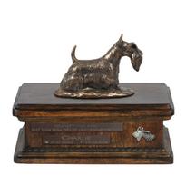 Scottish terrier, Aberdeen Terrier, Scottie, Aberdeenie - urn for dog ashes, personalized urn with a statue, wooden urn with a dog by Art-Dog brand