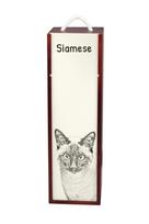 Siamese - wine box with a cat, alcohol box with graphics, personalized gift box from the Art-Dog brand ruda