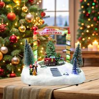 Santa Music Box Party Gifts 19x14x15.5cm with 8 Songs Festival Seasonal Classic Desk Decoration Music Gift for Family Girlfriend beige