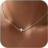 14K Real Gold Silver Plated Stainless Steel Dainty Cross Pendant Choker Simple Trendy Faith Jewelry Religious Minimalist Gifts sidabras