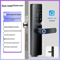One-Grip Fingerprint Smart Door Lock with Electronic Keypad for Wooden Apartment Doors Z17 Basic No Lock Body gray