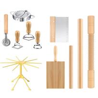 Professional Manual Pastas Maker Set with Rolling Pin Board Cutter for Homemades Gnocchi, Ravioli, Dumplings, Pastry Preps