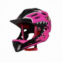 Children's riding helmet with contoured shell and full coverage. tamsiai rausva spalva