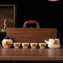 Koi tea set household living room ceramic teapot teacup high-end light luxury Kung Fu tea set gift box gift