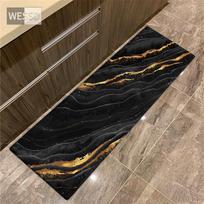 Juodo aukso marmuro virtuvės kilimėlis grindims neslystantis, sugeriantis plaunamas vonios kilimėlis, kilimas, miegamojo kilimas, svetainės grindų kilimėlis 60x180cm black