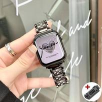 Deimantinis dėklas + dirželis Apple Watch Series 8 7 41mm Ultra 49mm 45mm nerūdijančio plieno apyrankė, skirta iwatch 9 se 6 5 4 3 40mm 44mm 38mm 42mm metalinis laikrodžio dirželis 40mm white