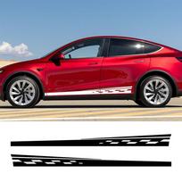 Automobilio vinilinės šoninės lipdukai Tesla Model Y kėbulo šoninės juostelės Lenktynių stiliaus dekoratyvinis lipdukas Modifikavimo lipdukai 2 vnt. Carbon Fiber red