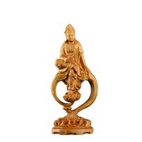 Wooden Guanyin Buddha Bodhisattva Statue Hand-Carved , Buddhism Figure Home Room Office Feng Shui Statue brown