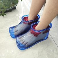 Portable Foot Spa Bath Basin - Plastic Water-Saving Foldable Design, Wearable Foot Soaking Shoes for Home Travel mėlyna