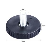 4 vnt. Prisukami reguliuojami baldų išlyginimo kojelės-slankikliai knygų lentynoms, stalams, kėdėms, sofoms-lovoms, kojoms. M8*16mm/18mm sriegis, 40mm/50mm pagrindas