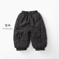 Kids Warm Thick Casual Solid Cotton Winter Pants For Unisex Children 130cm tamsiai pilka spalva