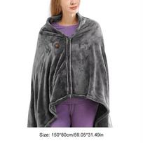 USB Electric Heated Blanket 3 Heating Levels Fleece Heated Blanket Portable Body Warmer Blanket Quickly Heated Cape Pad gray