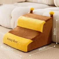 Cute Bee Puppy Stairs 2/3 Steps Ladder Dogs Protect Older Dog Pet Ramp Ladder Anti-slip Removable Dog Bed Stairs Pet Supplies yellow