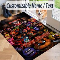 Custom Text Five Nights at Freddy’s Pattern Floor Rug Soft Indoor Carpet Mat Living Room Bedroom 60cmx90cm brown