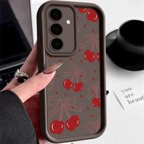 Vyšnių vaisių dėklas Samsung Galaxy S25 S24 Ultra S23 S22 Plus S21 S20 FE A15 A16 A25 A26 A34 A35 A36 A54 A55 A56 5G Telefonui Capa Coque Galaxy S22+ 5G gray