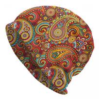 Custom Ethnic Bohemia Style Paisley Pattern Skullies Beanies Caps Unisex Winter Warm Knitted Hat Women Unisex Adult Bonnet Hats Beanies Cap yellow