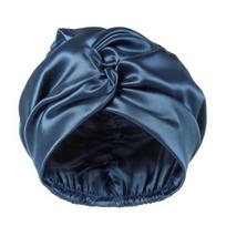 Women Sleeping Satin Hair Bonnet Adjustable Elastic Silk Braids Long Curly Hair Wrap Solid Color Breathable Hair Care Night Cap tamsiai mėlyna spalva