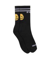 GRAVER [Unisex] Dot Smile Logo Socks 1 Pack_Black Yellow Dot Smile Black 1 Pair/Free yellow