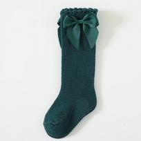 6 poros kūdikio mergaitės ilgos kojinės iki kelių, minkštos medvilninės, ispaniškos, su dideliu kaspinėliu, ilgos, princesės kojinės 6pairs socks(for 0-1Y) žalia
