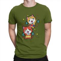 Unisex clothingcustom  jibanyan and   friend Kids Unisex TShirt Yokai Watch Crewneck Tops Fabric T Shirt Funny High Quality Birthday 2XL brown