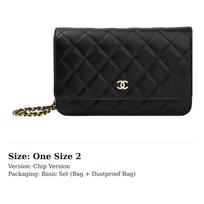 CHANEL Piniginė ant grandinėlės Dygsniuota Kaviaro odos Auksinės spalvos Juoda AP0250-Y01864-C3906 One Size 2 black