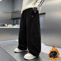 Boys Winter Fleece Lined Loose Fit Tapered Corduroy Pants 120cm ruda