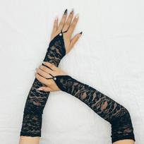 Ilgos madingos seksualios vakarėlio pirštinės Drabužiai Prom aksesuarai Nėrinės pirštinės Suaugusiųjų randų maskavimas Pirštinės nuo saulės one size fits all juoda