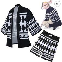 Tokyo Revengers Ryuguji Ken Kimono Paltai + Šortai Japonų Anime Cosplay Kostiumas Chalatas Apsiaustas Pižama Suaugusiems Berniukams Vyrams/moterims Viršutiniai Drabužiai Striukės Vasarai L gray