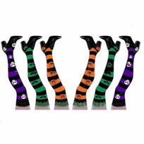 6pcs Striped Print Witch Legs Decoration Pumpkin Bat Witch Feet Lawn Decor  Haunted House 6pcs StyleB